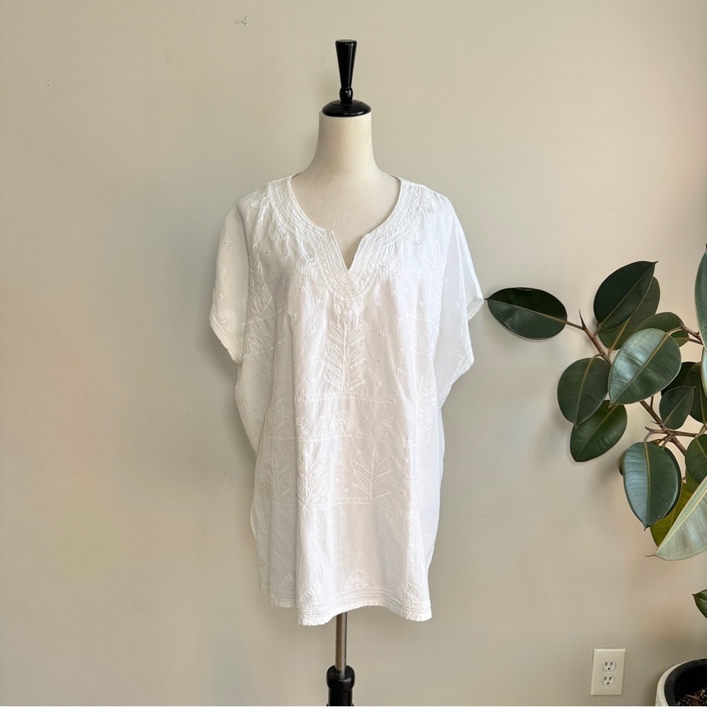 Chico’s Embroidered Linen Blend Beach Coverup Tunic S/M